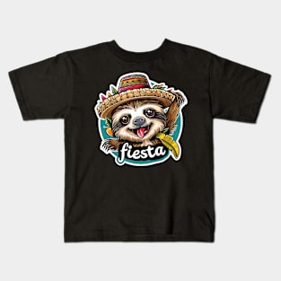 Mexican sloth cinco de mayo fiesta Kids T-Shirt